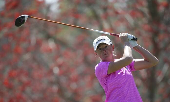 March 26, 2016: Stacy Lewis on the 4th tee box during the third round of the Kia Classic at Aviara Golf Club in Carlsbad, California. LPGA Golf Damen 2016: Kia Classic MAR 26 - ZUMAc04_