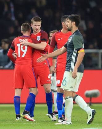 England s Eric Dier celebrates at the final whistle during the International Friendly Länderspiel match at Olympiastadion. Photo credit should read: David Klein Sportimage EDITORIAL USE ONLY. No use with unauthorised audio, video, data, fixture lists, club league logos or live services. Online in-match use limited to 120 images, no video emulation. No use in betting, games or single club league player publications.