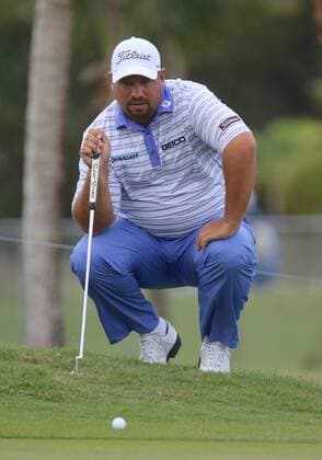 26 March 2016: Brendon De Jonge looks at his putt the first green in the third round of the Puerto Rico Open, in Rio Grande, PR (Photo by Bradley Rex Icon Sportswire) GOLF: MAR 26 PGA Golf Herren - Puerto Rico Open - Third Round Icon16032422 EDITORIAL USE ONLY