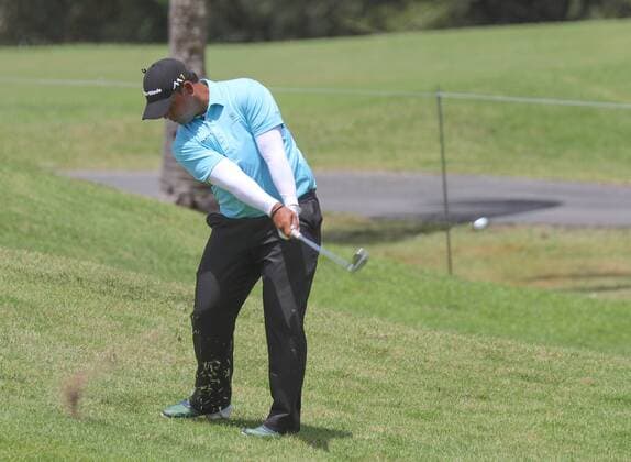 26 March 2016: Leading the tournament at 9 under, Rafael Campos hits from the rough in the third round of the Puerto Rico Open, in Rio Grande, PR (Photo by Bradley Rex Icon Sportswire) GOLF: MAR 26 PGA Golf Herren - Puerto Rico Open - Third Round Icon1603249 EDITORIAL USE ONLY