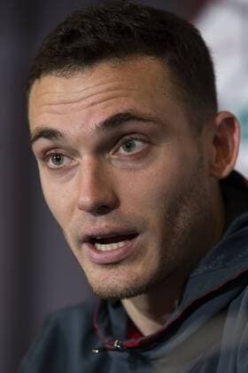 Belgium s Thomas Vermaelen pictured during a press conference PK Pressekonferenz after a training session of the Belgian national soccer team Red Devils, Sunday 27 March 2016 in Brussels. The Red Devils will play a friendly game in and against Portugal on 29 March, the match was moved due to safety concerns after the Brussels terrorists attacks. The game is a preparation for the upcoming Euro2016. KRISTOFxVANxACCOM  x04821726x
