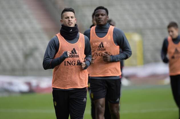 Belgium s Kevin Mirallas pictured during a training session of the Belgian national soccer team Red Devils, Sunday 27 March 2016 in Brussels. The Red Devils will play a friendly game in and against Portugal on 29 March, the match was moved due to safety concerns after the Brussels terrorists attacks. The game is a preparation for the upcoming Euro2016. NICOxVEREECKEN  x04821828x