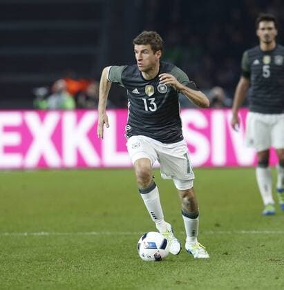 Thomas Müller (GER) . Einzelaktion am Ball . Deutschland -England . Fussball-Länderspiel 2016, Freundschaftsspiel . Berlin, GER, 26.03.2016 ,