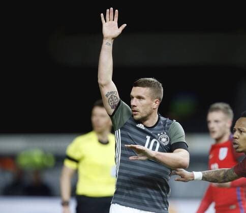 Lukas Podolski (GER) . Deutschland -England . Fussball-Länderspiel 2016, Freundschaftsspiel . Berlin, GER, 26.03.2016 ,