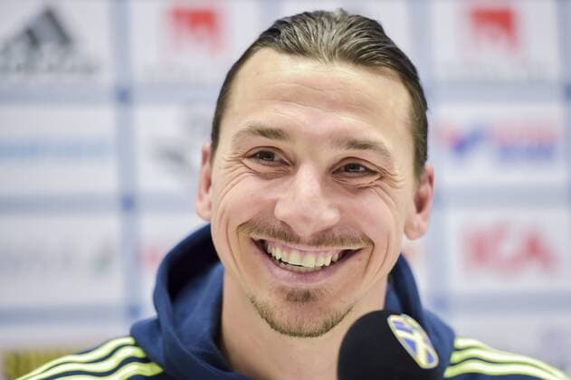 Fußball, Zlatan Ibrahimovic - PK Nationalteam Schweden 160327 Zlatan Ibrahimovic under en presskonferens efter Sveriges fotbollslandslags träning den 27 mars 2016 i Stockholm.  Copyright: JOELxMARKLUND BB160327JM029