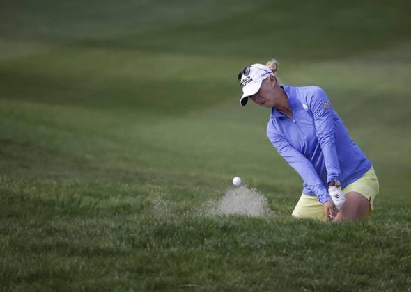 March 27, 2016: Jessica Korda comes out of a bunker around the 15th hole during the final round of the Kia Classic at Aviara Golf Club in Carlsbad, California. Lydia Ko wins by 19 under for the tournament. LPGA Golf Damen 2016: Kia Classic MAR 27 - ZUMAc04_