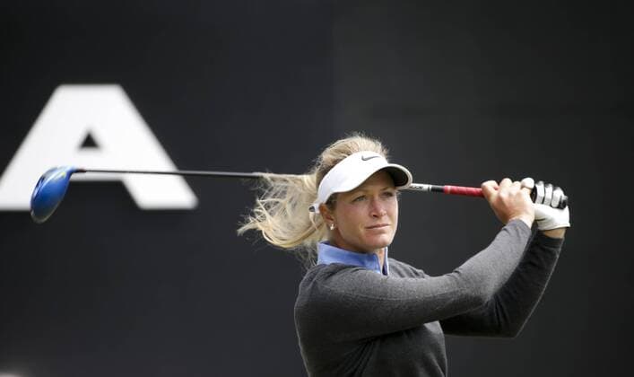 March 27, 2016: Suzann Pettersen tees off on the 1st hole during the final round of the Kia Classic at Aviara Golf Club in Carlsbad, California. Lydia Ko wins by 19 under for the tournament. LPGA Golf Damen 2016: Kia Classic MAR 27 - ZUMAc04_