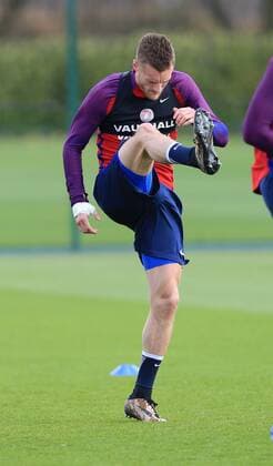 England s Jamie Vardy wearing camouflage boots during training at the Tottenham Hotspur Training Centre. Photo credit should read: David Klein Sportimage EDITORIAL USE ONLY. No use with unauthorised audio, video, data, fixture lists, club league logos or live services. Online in-match use limited to 120 images, no video emulation. No use in betting, games or single club league player publications.