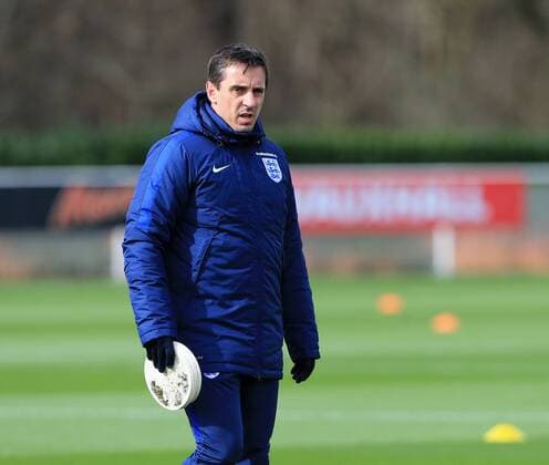 England s Gary Neville during training at the Tottenham Hotspur Training Centre. Photo credit should read: David Klein Sportimage EDITORIAL USE ONLY. No use with unauthorised audio, video, data, fixture lists, club league logos or live services. Online in-match use limited to 120 images, no video emulation. No use in betting, games or single club league player publications.