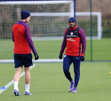 England s Eric Dier and Danny Rose during training at the Tottenham Hotspur Training Centre. Photo credit should read: David Klein Sportimage EDITORIAL USE ONLY. No use with unauthorised audio, video, data, fixture lists, club league logos or live services. Online in-match use limited to 120 images, no video emulation. No use in betting, games or single club league player publications.