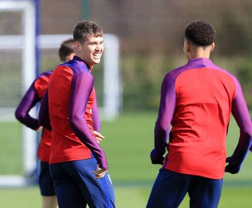 England s John Stones during training at the Tottenham Hotspur Training Centre. Photo credit should read: David Klein Sportimage EDITORIAL USE ONLY. No use with unauthorised audio, video, data, fixture lists, club league logos or live services. Online in-match use limited to 120 images, no video emulation. No use in betting, games or single club league player publications.