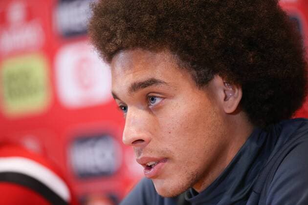 Belgium s Axel Witsel pictured during a press conference PK Pressekonferenz of the Belgian national soccer team Red Devils in Leiria, Portugal, Monday 28 March 2016. The Red Devils will play a friendly game in and against Portugal on 29 March, the match was moved due to safety concerns after the Brussels terrorists attacks. The game is a preparation for the upcoming Euro2016. VIRGINIExLEFOUR  x04822460x