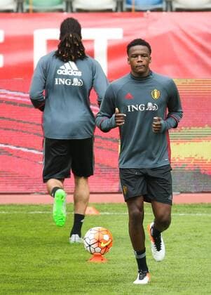 Belgium s Jason Denayer and Belgium s Dedryck Boyata pictured during a training session of the Belgian national soccer team Red Devils in Leiria, Portugal, Monday 28 March 2016. The Red Devils will play a friendly game in and against Portugal on 29 March, the match was moved due to safety concerns after the Brussels terrorists attacks. The game is a preparation for the upcoming Euro2016. VIRGINIExLEFOUR  x04822576x