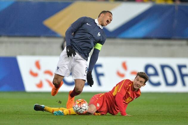 Fußball, U21 EM Quali, Frankreich - Mazdenonien CORENTIN TOLISSO - DAVID BABUNSKI - FAUTE FOOTBALL : France vs Macedonia U19 U 19 Nationalteam Länderspiel - Qualifications Euro 2017 - 28 03 2016 AnthonyBIBARD FEP Panoramic 