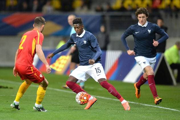 Fußball, U21 EM Quali, Frankreich - Mazdenonien OUSMANE DEMBELE - BENJAMIN PAVARD FOOTBALL : France vs Macedonia U19 U 19 Nationalteam Länderspiel - Qualifications Euro 2017 - 28 03 2016 AnthonyBIBARD FEP Panoramic 
