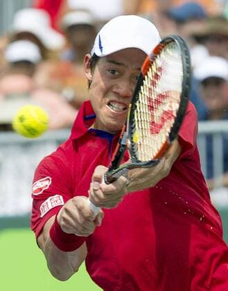 Nishikori powers into 4th round at Miami Open Kei Nishikori of Japan returns a shot during a third-round match of the Miami Open tennis tournament against Alexandr Dolgopolov of Ukraine in Miami, Florida, on March 28, 2016. Nishikori won 6-2, 6-2 to proceed to the fourth round. 