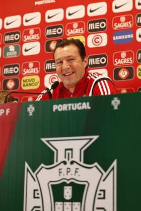 Axel Witsel of Belgium and Marc Wilmots, headcoach of Belgium during the press conference PK Pressekonferenz FOOTBALL : Belgique - Entrainement et conference de presse - Leiria - 28 03 2016 Photonews Panoramic 