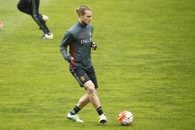 Fußball, Training Nationalteam Belgien in Leiria Guillaume Gillet of Belgium during the training session t FOOTBALL : Belgique - Entrainement et conference de presse - Leiria - 28 03 2016 Photonews Panoramic 