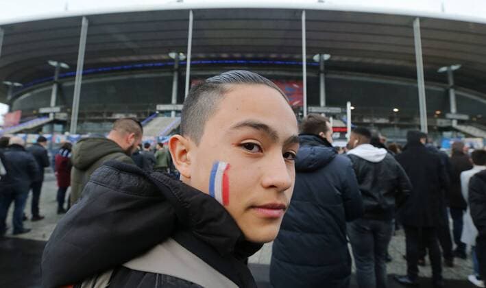 PARIS, FRANCE. MARCH 29, 2016. A fan seen outside the Stade de France ahead of a friendly football match between France and Russia. Alexander Demianchuk TASS  70176355st