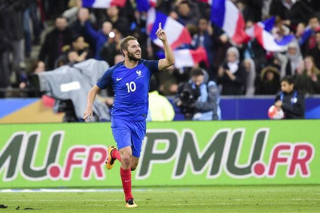 Celebration - de Andre Pierre Gignac (France) apres son but FOOTBALL : FRA vs RUS - Nationalteam - Länderspiel - 29 03 2016 JBAutissier Panoramic 