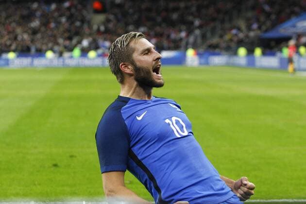 Celebration - Andre Pierre Gignac (France) FOOTBALL : FRA vs RUS - Nationalteam - Länderspiel - 29 03 2016 GwendolineLeGoff Panoramic 