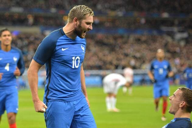 ANDRE PIERRE GIGNAC - ANTOINE GRIEZMANN - Celebration - FOOTBALL : FRA vs RUS - Nationalteam - Länderspiel - 29 03 2016 AnthonyBIBARD FEP Panoramic 