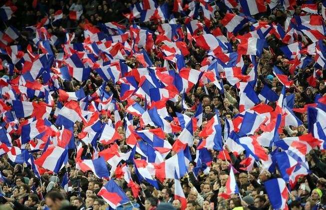 SAINT-DENIS, FRANCE. MARCH 29, 2016. French fans seen during a friendly football match between France and Russia at the Stade de France. Alexander Demianchuk TASS  TS01DDFC