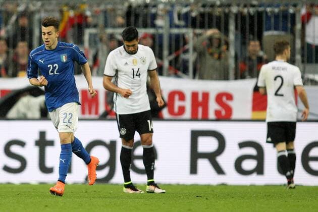 Stephan El Shaarawy Italy celebrates after scoring goal of 4-1 Gol Esultanza Munich 29-03-2016 Allianz Arena Football Calcio Friendly match Germany - Italy Germania - Italia Nationalteam Länderspiel lucaxpagliaricci