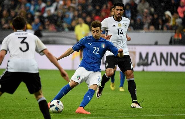 29.03.2016, xjhx, Fussball Testspiel, Deutschland - Italien, emspor v.l. Stephan El Shaarawy (Italien), Emre Can (Deutsche Fussball Nationalmannschaft DFB) Goal scored, Tor zum 4:1