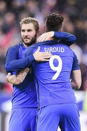 Fußball, Länderspiel, Frankreich - Russland Andre Pierre Gignac (France) Olivier Giroud (France) - Fussball, Länderspiel Nationalteam, Frankreich vs. Russland - 29 03 2016 JBAutissier Panoramic 