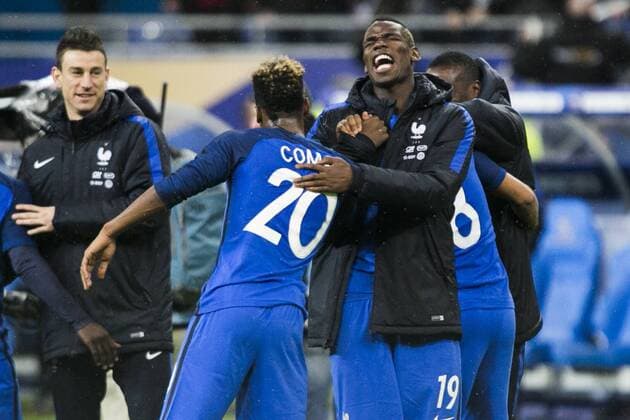 Fußball, Länderspiel, Frankreich - Russland March 29, 2016 - Paris, France - Kingsley Coman, Paul Pogba during the International Friendly Fussball Länderspiel Nationalteam between France and Russia held at Stade de France stadium in Paris, France, on March 29, 2016. France v Russia - International Friendly  - ZUMAn230