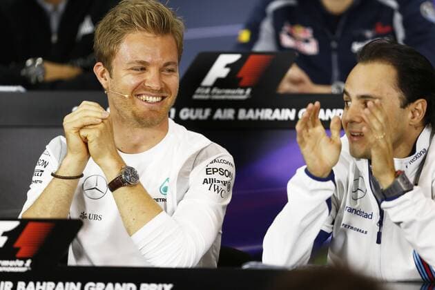 Bilder des Tages - Sport Motorsports: FIA Formula One World Championship WM Weltmeisterschaft 2016, Grand Prix of Bahrain, 6 Nico Rosberg (GER, Mercedes AMG Petronas Formula One Team), 19 Felipe Massa (BRA, Williams Martini Racing), xHOCHxZWEIx