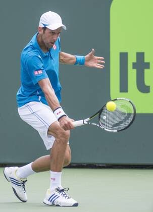 April 1 2016: Novak Djokovic (SRB) wins first set in tiebreaker at the Miami Open being played at Crandon Park Tennis Center in Miami, Key Biscayne, Florida. Ã‚Â© Tennis 2016: Miami Open APR 1 - ZUMAc04_