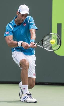 April 1 2016: Novak Djokovic (SRB) wins first set in tiebreaker at the Miami Open being played at Crandon Park Tennis Center in Miami, Key Biscayne, Florida. Ã‚Â© Tennis 2016: Miami Open APR 1 - ZUMAc04_