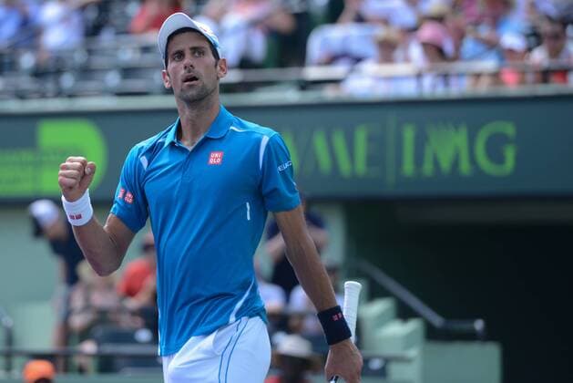 April 1, 2016 - Miami, Florida, United States - NOVAK DJOKOVIC celebrates winning his semifinal match vs. D. Goffin at the Miami Open Tennis 2016 - Miami Open - Day 12 - ZUMAl132