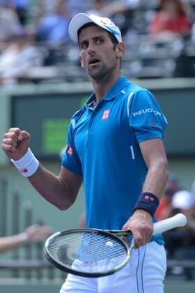 April 1, 2016 - Miami, Florida, United States - NOVAK DJOKOVIC celebrates winning his semifinal match vs. D. Goffin at the Miami Open Tennis 2016 - Miami Open - Day 12 - ZUMAl132