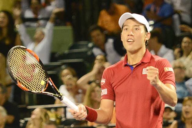 April 1, 2016 - Miami, Florida, United States - KEI NISHIKORI celabrates winning his semifinal match vs. N. Kyrgios at the Miami Open Tennis 2016 - Miami Open - Day 12 - ZUMAl132