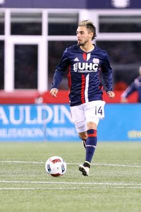April 1, 2016; Foxborough, MA, USA; New England Revolution forward Diego Fagundez (14) in action during the second half of an MLS Fussball Herren USA game between the New England Revolution and New York Red Bulls at Gillette Stadium. New England won 1-0. MLS 2016: Red Bulls vs Revolution APR 01 - ZUMAc04_