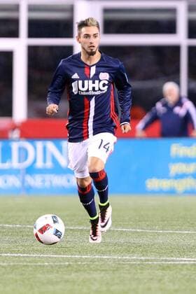 April 1, 2016; Foxborough, MA, USA; New England Revolution forward Diego Fagundez (14) in action during the second half of an MLS Fussball Herren USA game between the New England Revolution and New York Red Bulls at Gillette Stadium. New England won 1-0. MLS 2016: Red Bulls vs Revolution APR 01 - ZUMAc04_