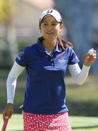 Japan s Ai Miyazato drops out of lead at ANA Inspiration Japan s Ai Miyazato holds up her ball after a birdie putt on the fifth hole during the third round of the 2016 ANA Inspiration at Mission Hills Country Club in Rancho Mirage, California, on April 2, 2016. Miyazato tied for fifth at 8-under 208, two shots behind overnight co-leader Lexi Thompson of the United States. 