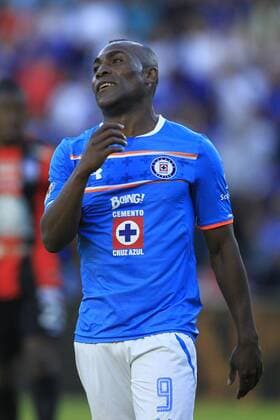 (160403) -- MEXICO CITY, April 3, 2016 -- Cruz Azul s Joffre Guerron reacts during the match against Pachuca of the Closing Tournament of MX League at Azul Stadium in Mexico City, capital of Mexico, on April 2, 2016. The match tied 0-0. Str) (jp) (fnc) (SP)MEXICO-MEXICO CITY-SOCCER-CRUZ AZUL VS PACHUCA e STR 