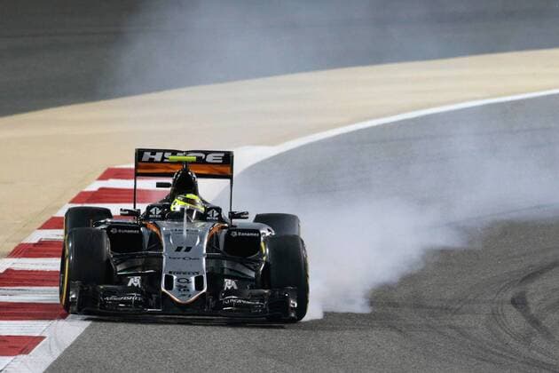 FORMULA 1 - Bahrain GP SAKHIR,BAHRAIN,03.APR.16 - MOTORSPORTS, FORMULA 1 - FIA World Championship WM Weltmeisterschaft Grand Prix of Bahrain, Bahrain International Circuit, award ceremony. Image shows Sergio Perez (MEX Force India). GEPAxpictures xFritzxMueller