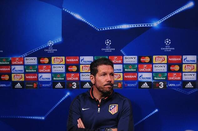 April 4, 2016 - Barcelona, Spain - The coach Diego Pablo Simeone, of Atletico de Madrid attends a press conference PK Pressekonferenz before F.C.Barcelona vs Atletico de Madrid UEFA Cahampions League match on April 4, 2016 in Barcelona, Spain. Atletico de Madrid Press Conference  - ZUMAn230