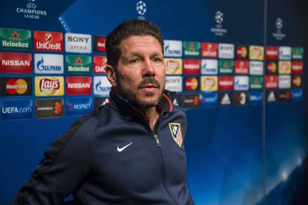 April 4, 2016 - Barcelona, Spain - Diego Simeone during the press conference PK Pressekonferenz before the match between FC Barcelona Barca - Atletico de Madrid, for the round 1 4 1st leg of the Champios League, played at Camp Nou Stadium on 4th Apr 2016 in Barcelona, Spain. Atletico de Madrid: Diego Simeone Press Conference  - ZUMAn230