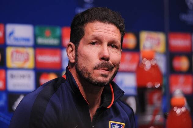 April 4, 2016 - Barcelona, Spain - The coach Diego Pablo Simeone, of Atletico de Madrid attends a press conference PK Pressekonferenz before F.C.Barcelona vs Atletico de Madrid UEFA Cahampions League match on April 4, 2016 in Barcelona, Spain. Atletico de Madrid Press Conference  - ZUMAn230