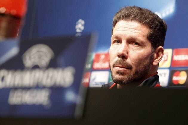 Atletico de Madrid s coach Diego Pablo Cholo Simeone in press conference PK Pressekonferenz before Champions League training session. April 4,2016.  (2016040483)