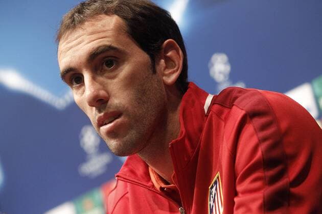 Atletico de Madrid s Diego Godin in press conference PK Pressekonferenz before Champions League training session. April 4,2016.  (2016040491)