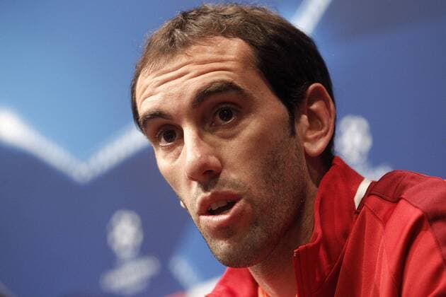 Atletico de Madrid s Diego Godin in press conference PK Pressekonferenz before Champions League training session. April 4,2016.  (2016040492)