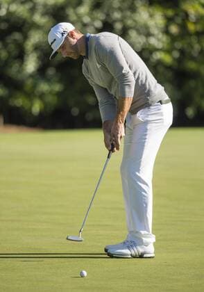 Dustin Johnson putts on the 4th green during a practice round before the 2016 Masters Tournament at Augusta National in Augusta, Georgia on April 5, 2016.  AUG20160405314 KEVINxDIETSCH