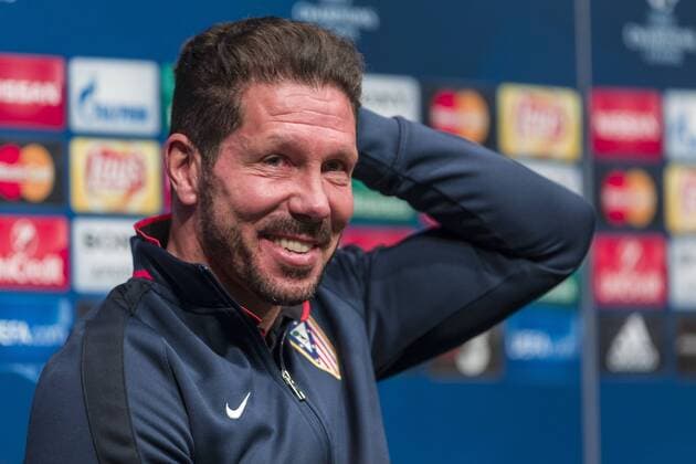 April 4, 2016 - Barcelona, Spain - Diego Simeone during the press conference PK Pressekonferenz before the match between FC Barcelona Barca - Atletico de Madrid, for the round 1 4 1st leg of the Champios League, played at Camp Nou Stadium on 4th Apr 2016 in Barcelona, Spain. Diego Simeone Press Confence  - ZUMAn230